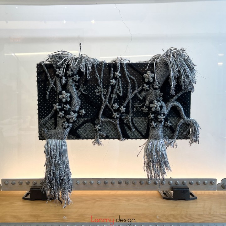 Miniature black - grey spring apricot blossom garden at night 60x30x3 cm ( the price is not included with the stand set )